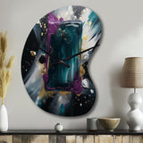Purple And Green Realities On Canvas - Asymmetric Metal Wall Clock