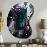 Purple And Green Realities On Canvas - Asymmetric Metal Wall Clock