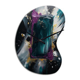 Purple And Green Realities On Canvas - Asymmetric Metal Wall Clock