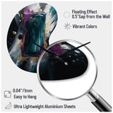 Purple And Green Realities On Canvas - Asymmetric Metal Wall Clock