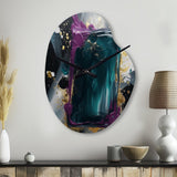 Purple And Green Realities On Canvas - Asymmetric Metal Wall Clock
