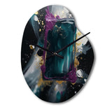 Purple And Green Realities On Canvas - Asymmetric Metal Wall Clock