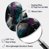 Purple And Green Realities On Canvas - Asymmetric Metal Wall Clock