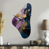 Purple And Blue Realities On Canvas IV - Asymmetric Metal Wall Clock