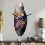 Purple And Blue Realities On Canvas IV - Asymmetric Metal Wall Clock