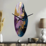 Purple And Blue Realities On Canvas IV - Asymmetric Metal Wall Clock