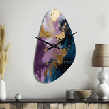 Purple And Blue Realities On Canvas IV - Asymmetric Metal Wall Clock