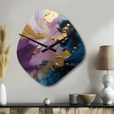 Purple And Blue Realities On Canvas IV - Asymmetric Metal Wall Clock