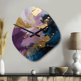 Purple And Blue Realities On Canvas IV - Asymmetric Metal Wall Clock