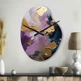 Purple And Blue Realities On Canvas IV - Asymmetric Metal Wall Clock