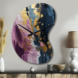 Purple And Blue Movements In Paint III - Asymmetric Metal Wall Clock