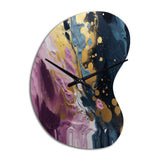 Purple And Blue Movements In Paint III - Asymmetric Metal Wall Clock