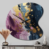 Purple And Blue Movements In Paint III - Asymmetric Metal Wall Clock