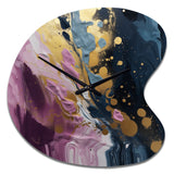 Purple And Blue Movements In Paint III - Asymmetric Metal Wall Clock