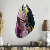 Purple And Blue Movements In Paint III - Asymmetric Metal Wall Clock