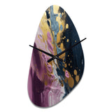 Purple And Blue Movements In Paint III - Asymmetric Metal Wall Clock