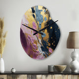 Purple And Blue Movements In Paint III - Asymmetric Metal Wall Clock