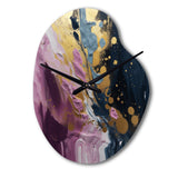 Purple And Blue Movements In Paint III - Asymmetric Metal Wall Clock