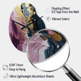 Purple And Blue Movements In Paint III - Asymmetric Metal Wall Clock