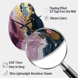 Purple And Blue Movements In Paint III - Asymmetric Metal Wall Clock