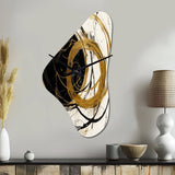 Black And Gold The Art Of Chaos I - Asymmetric Metal Wall Clock