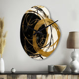Black And Gold The Art Of Chaos I - Asymmetric Metal Wall Clock