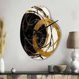 Black And Gold The Art Of Chaos I - Asymmetric Metal Wall Clock