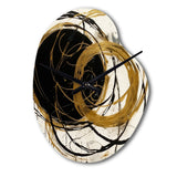 Black And Gold The Art Of Chaos I - Asymmetric Metal Wall Clock