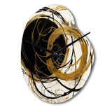 Black And Gold The Art Of Chaos I - Asymmetric Metal Wall Clock