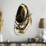 Black And Gold The Art Of Chaos V - Asymmetric Metal Wall Clock