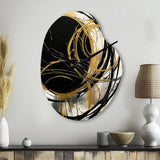 Black And Gold The Art Of Chaos V - Asymmetric Metal Wall Clock
