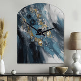 Blue And White Transcendent Brushstrokes III - Asymmetric Metal Wall Clock