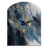Blue And White Transcendent Brushstrokes III - Asymmetric Metal Wall Clock