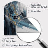 Blue And White Transcendent Brushstrokes III - Asymmetric Metal Wall Clock