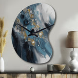 Blue And White Transcendent Brushstrokes III - Asymmetric Metal Wall Clock