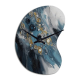 Blue And White Transcendent Brushstrokes III - Asymmetric Metal Wall Clock