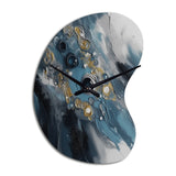 Blue And White Transcendent Brushstrokes III - Asymmetric Metal Wall Clock