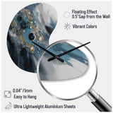 Blue And White Transcendent Brushstrokes III - Asymmetric Metal Wall Clock