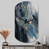 Blue And White Transcendent Brushstrokes III - Asymmetric Metal Wall Clock