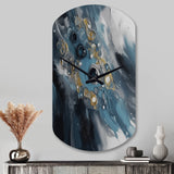 Blue And White Transcendent Brushstrokes III - Asymmetric Metal Wall Clock