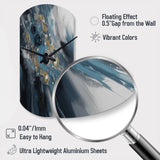 Blue And White Transcendent Brushstrokes III - Asymmetric Metal Wall Clock