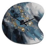 Blue And White Transcendent Brushstrokes III - Asymmetric Metal Wall Clock