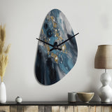 Blue And White Transcendent Brushstrokes III - Asymmetric Metal Wall Clock