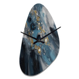 Blue And White Transcendent Brushstrokes III - Asymmetric Metal Wall Clock