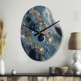 Blue And White Transcendent Brushstrokes III - Asymmetric Metal Wall Clock