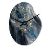 Blue And White Transcendent Brushstrokes III - Asymmetric Metal Wall Clock