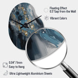 Blue And White Transcendent Brushstrokes III - Asymmetric Metal Wall Clock