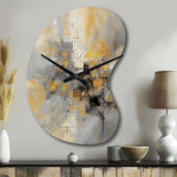 Yellow And Grey Beyond The Canvas I - Asymmetric Metal Wall Clock