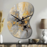 Yellow And Grey Beyond The Canvas I - Asymmetric Metal Wall Clock