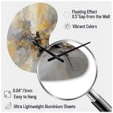Yellow And Grey Beyond The Canvas I - Asymmetric Metal Wall Clock